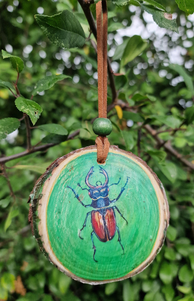 Decorative Wood Totem Pendant - Stag Beetle