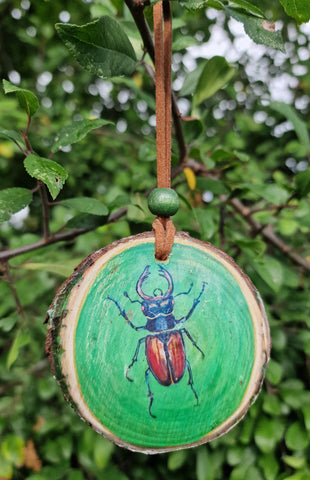 Decorative Wood Totem Pendant - Stag Beetle