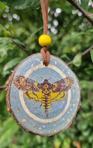 Decorative Wood Totem Pendant - Death's Head Moth