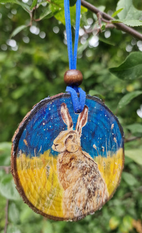 Decorative Wood Totem Pendant - Moon Hare