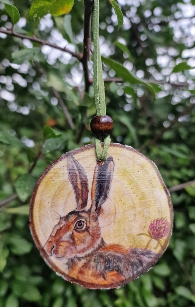 Decorative Wood Totem Pendant - Hare
