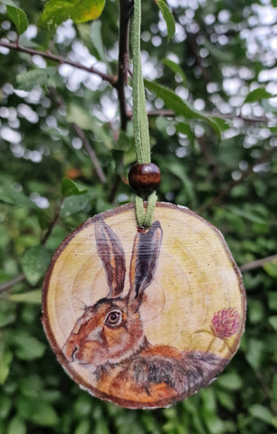 Decorative Wood Totem Pendant - Hare