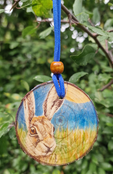 Decorative Wood Totem Pendant - Litha Hare
