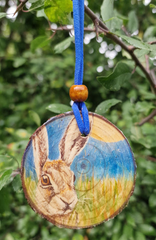 Decorative Wood Totem Pendant - Litha Hare