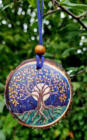 Decorative Wood Totem Pendant - Tree of Life - Night