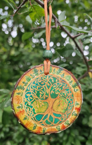 Decorative Wood Totem Pendant - T - Tree of Life Mandala