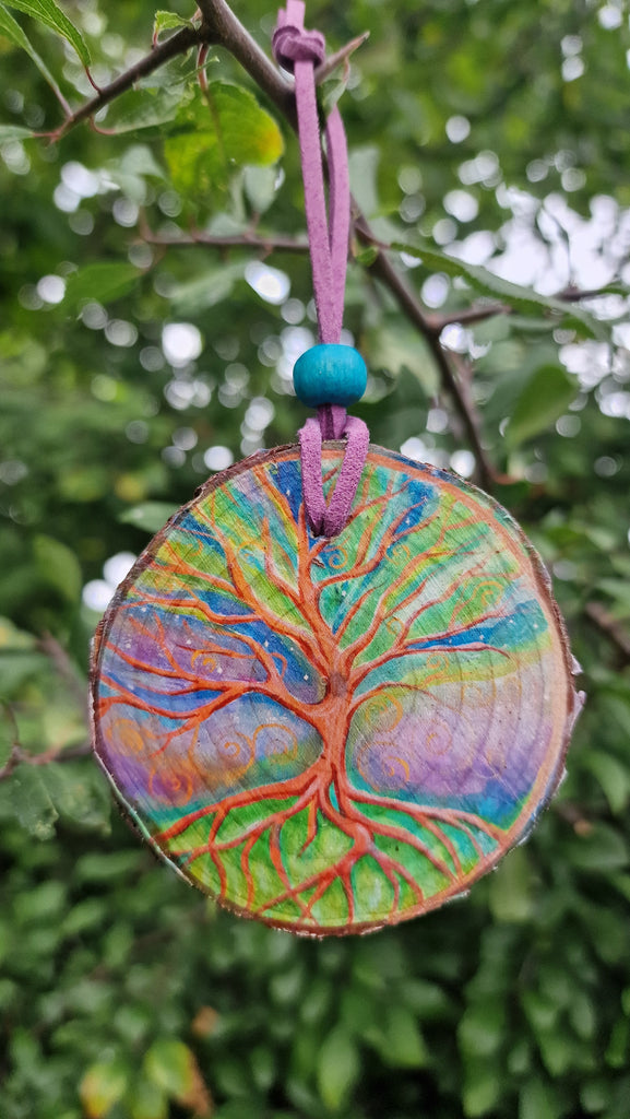 Decorative Wood Totem Pendant - T - Tree of Life Universal Law