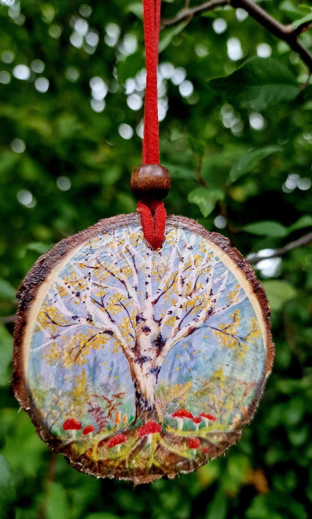 Decorative Wood Totem Pendant - Autumn Birch