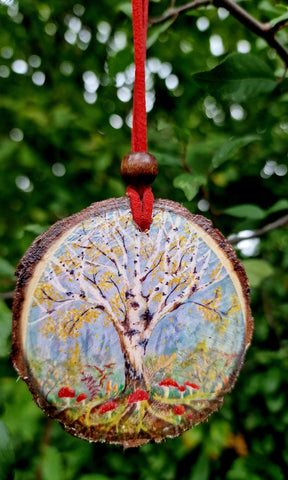 Decorative Wood Totem Pendant - Autumn Birch