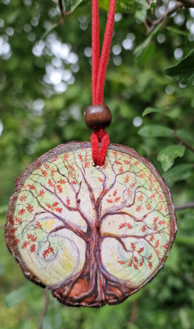 Decorative Wood Totem Pendant - T - Tree of Life Oak