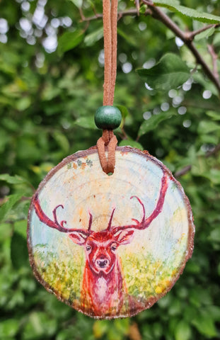 Decorative Wood Totem Pendant - Woodland Stag