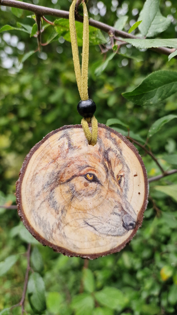 Decorative Wood Totem Pendant - Wolf