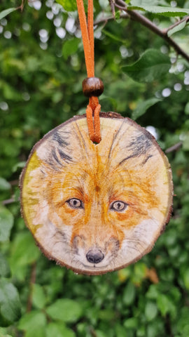 Decorative Wood Totem Pendant - Fox
