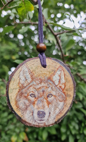 Decorative Wood Totem Pendant - Ylgr - She Wolf