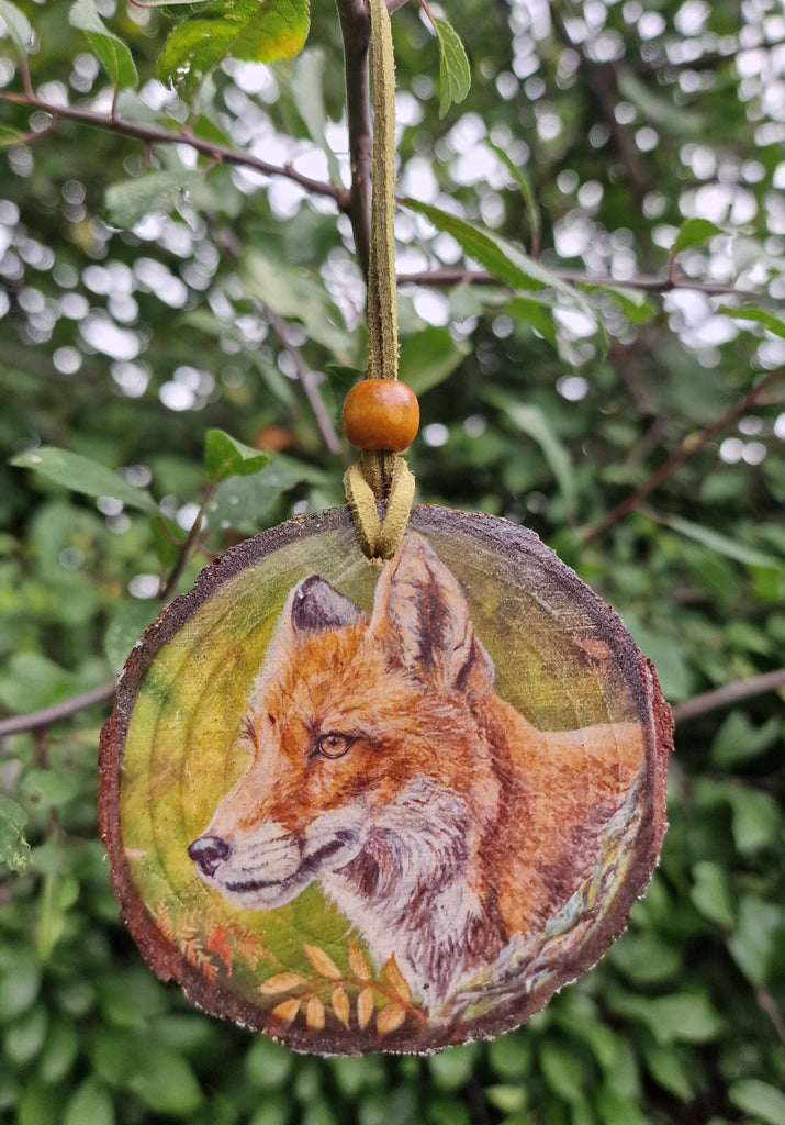 Decorative Wood Totem Pendant -Woodland Fox