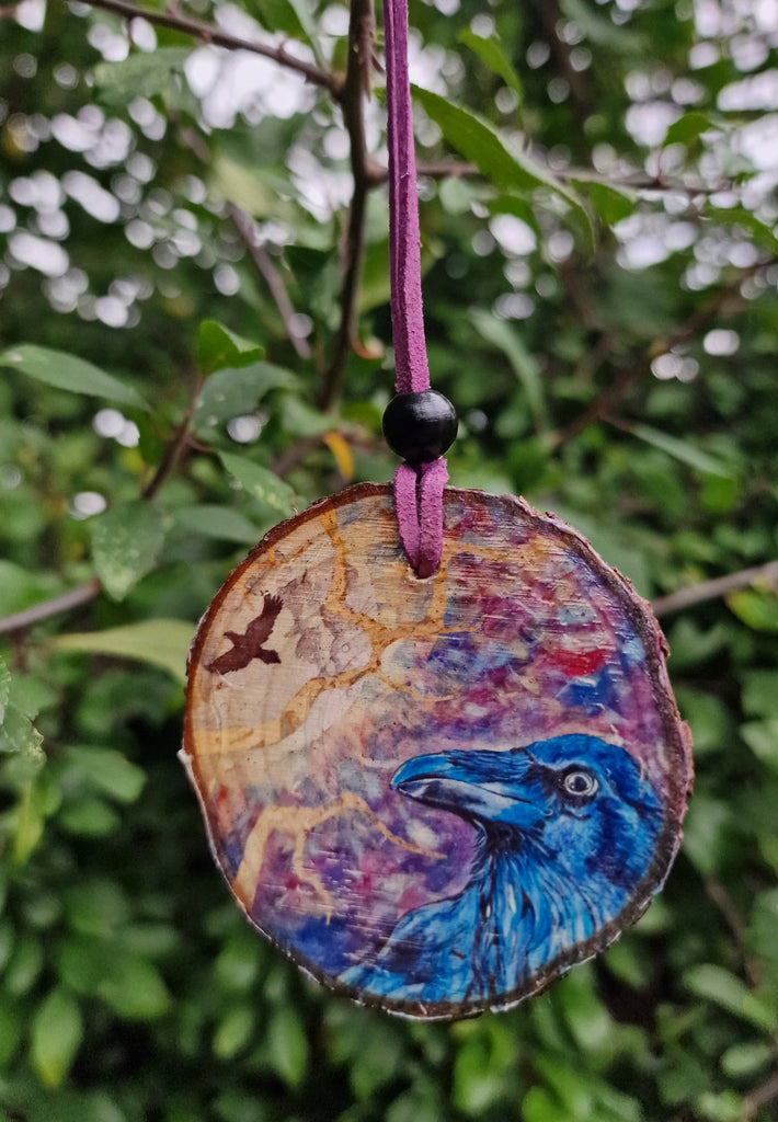 Decorative Wood Totem Pendant - The Ravens
