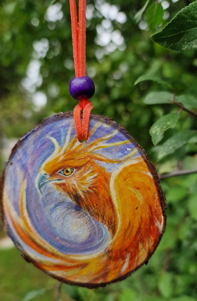 Decorative Wood Totem Pendant - Phoenix