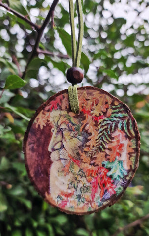 Decorative Wood Totem Pendant - The Oak King - Green Man