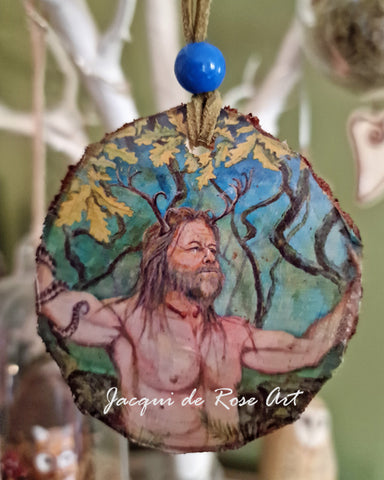 Decorative Wood Totem Pendant - Cernunnos