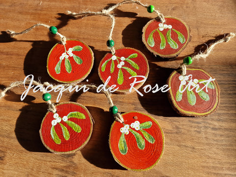 Small Yule Blessing / Decoration -Mistletoe - Gold Border