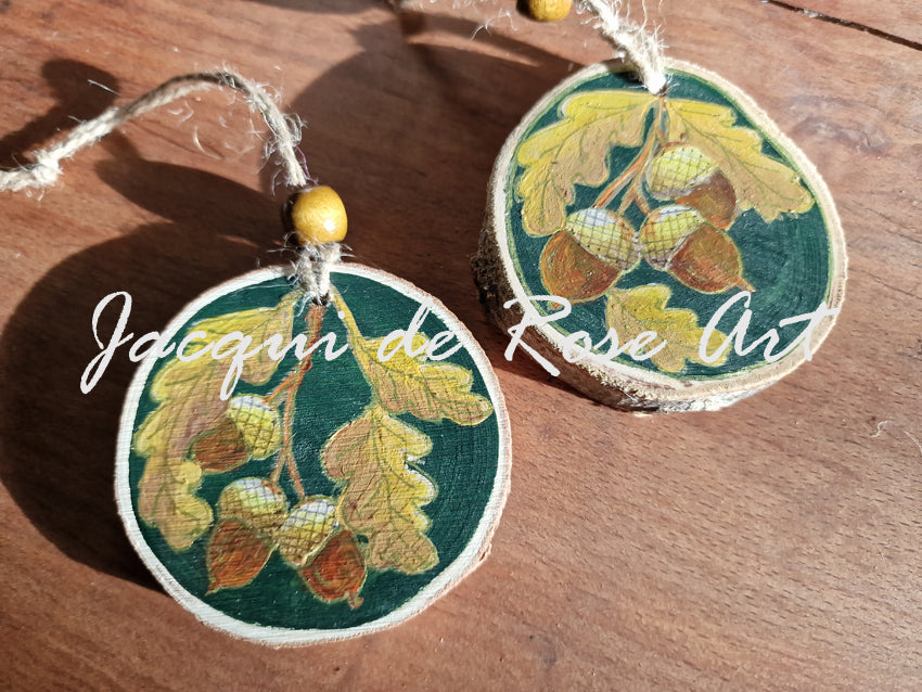 Large Yule Blessing / Decoration - Oak - 3 Leaves and 3 acorns