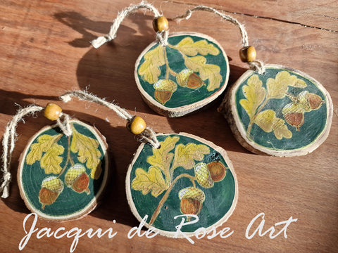 Large Yule Blessing / Decoration - Oak - 3 Leaves and 2 acorns