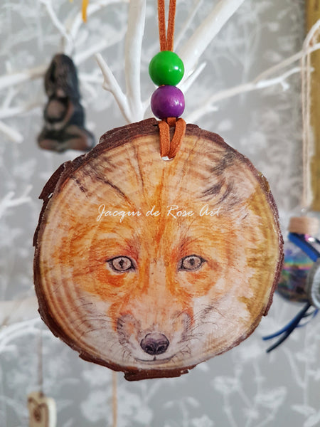 Decorative Wood Totem Pendant - Fox