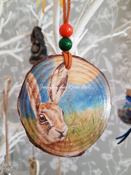 Decorative Wood Totem Pendant - Litha Hare