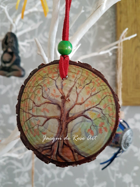 Decorative Wood Totem Pendant - T - Tree of Life Oak