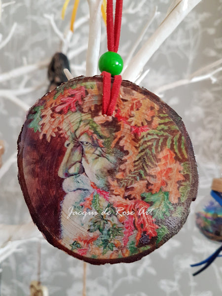 Decorative Wood Totem Pendant - The Oak King - Green Man