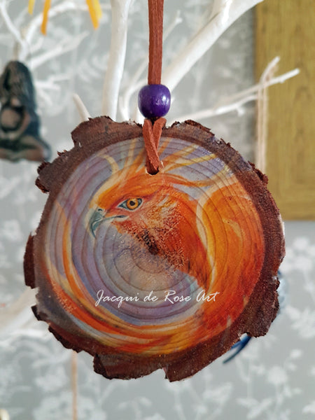 Decorative Wood Totem Pendant - Phoenix