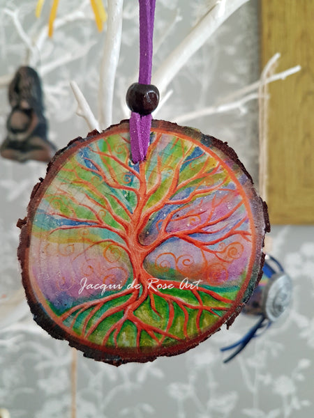 Decorative Wood Totem Pendant - T - Tree of Life Universal Law