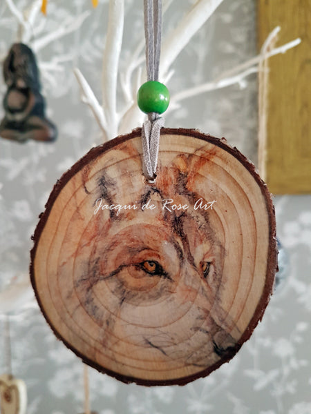 Decorative Wood Totem Pendant - Wolf