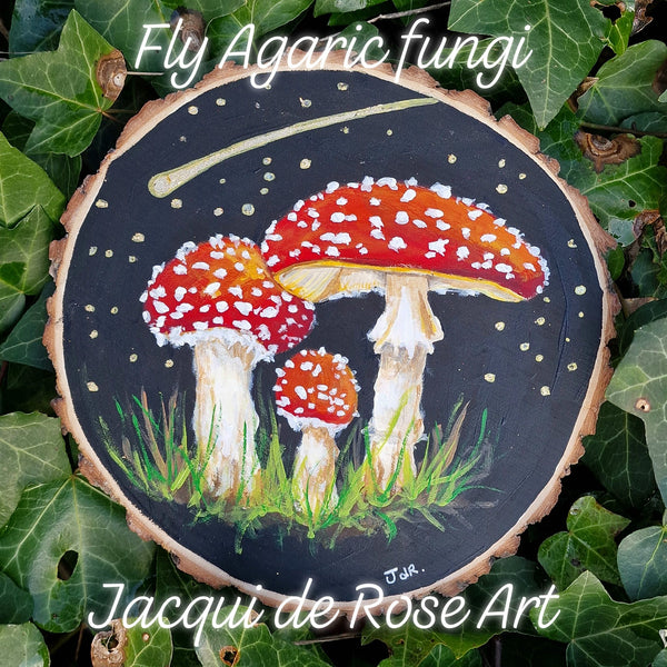 A - Hand painted Wood Slice - Fly Agaric - 18cm