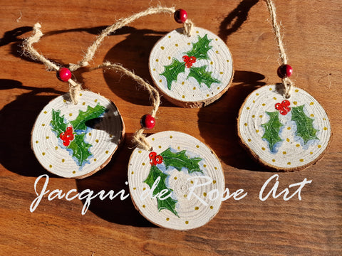 Small Yule Blessing / Decoration - Holly - Gold spots