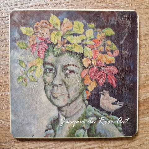 Wooden hand-finished coaster - The Beech Queen