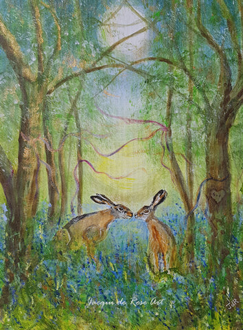 Limited Edition - Signed - Giclee Print  - Totem Animals - Hand fasting Hares
